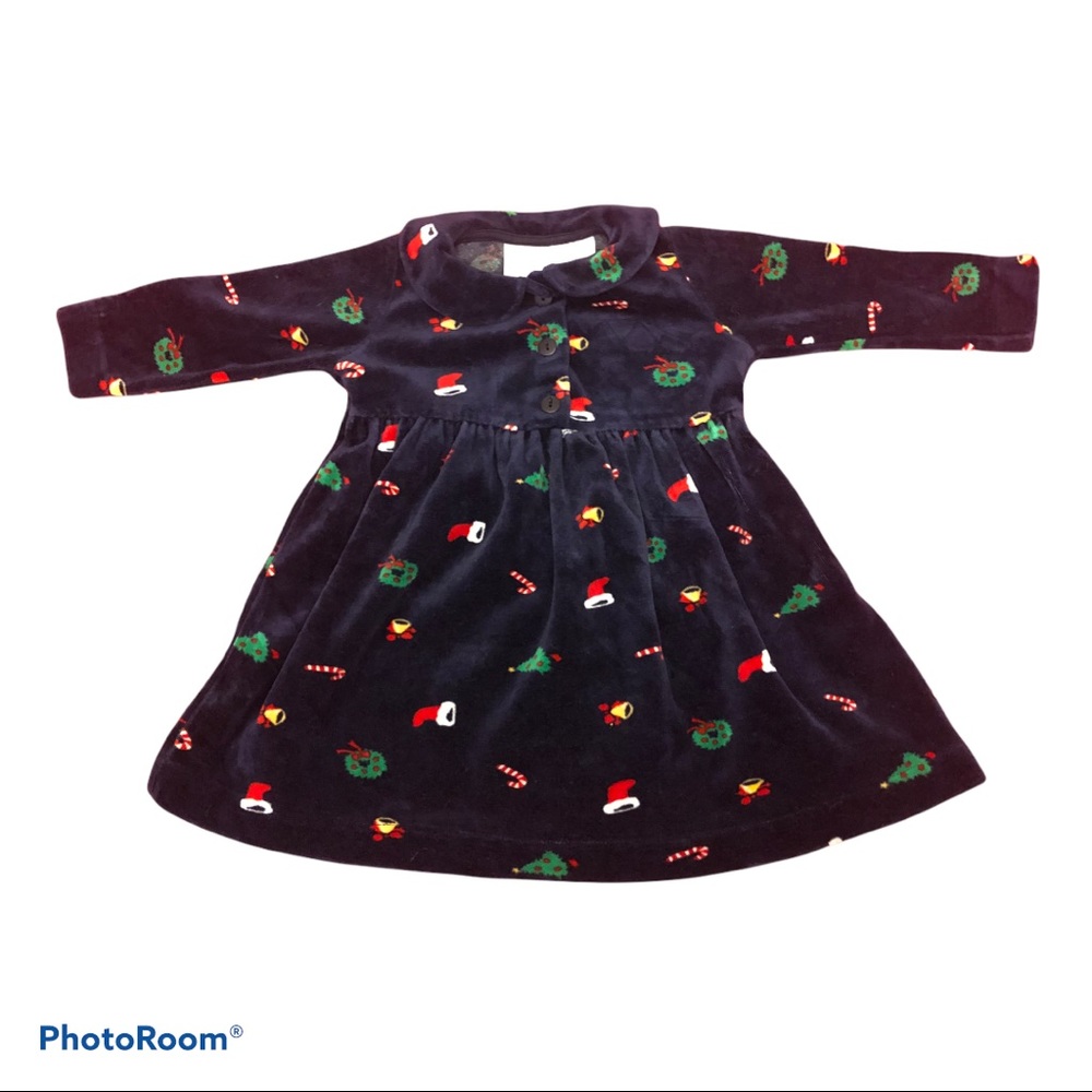 Hartstrings Baby Soft Velour Christmas Dress 12M